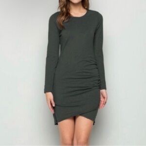 Anthropologie wasabi + mint long sleeve bodycon mini dress olive lagenlook